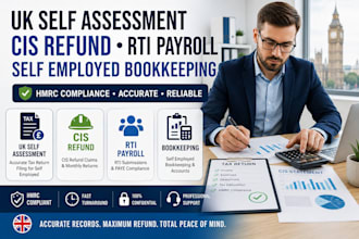 file late UK self assessment, cis refund, rti and bookkeeping for self employed