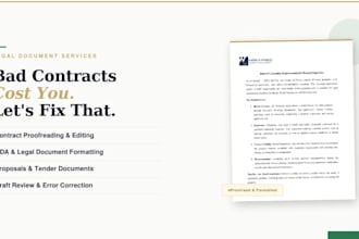 proofread, edit legal document contracts, format drafts, proposals, ndas, tender