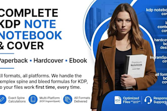 design a custom KDP notebook cover for paperback, hardcover and ebook publishing