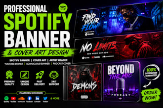 design a professional spotify banner, cover art, and artist header