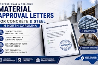 prepare material approval letters for concrete and steel in north carolina