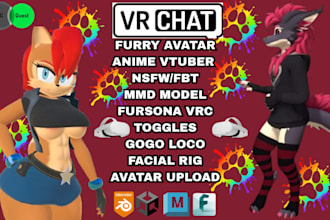 vrchat furry avatar vrc furry nsfw avi anime vtuber rig mmd vrm fursona 3d model