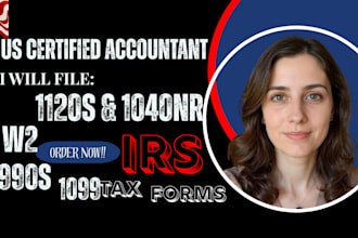 prepare and efile US tax returns 1040s nrs schedule c 1065s 1120s 990s k1s k3s