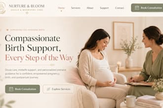 design wix doula website birth support midwife prenatal clinic baby care website