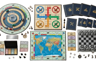 design custom board games monopoly, ludo, chess board game assets professionally