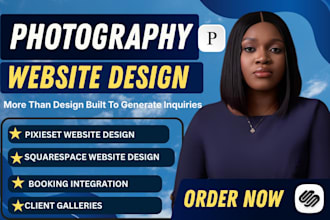 design a modern pixieset website, photography website and squarespace website