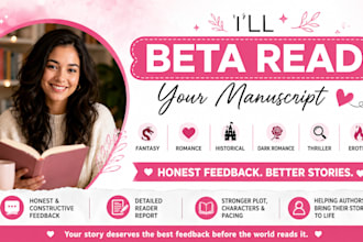 beta read your romance, fantasy, historical thriller or erotica book
