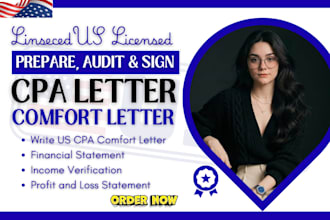 sign verify US CPA letter financial statement pl statement cash flow mortgage