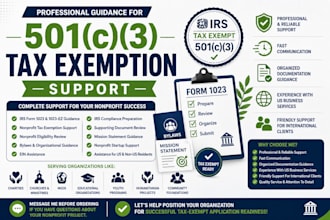 assist with irs form 1023 and 1023 ez filing