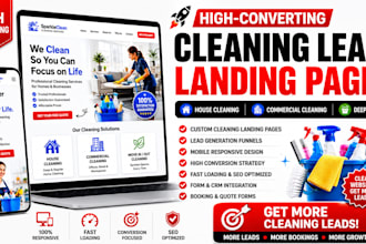 generate house, commercial cleaning leads landing page cleaning website