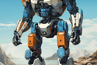 create amazing character mecha illustration
