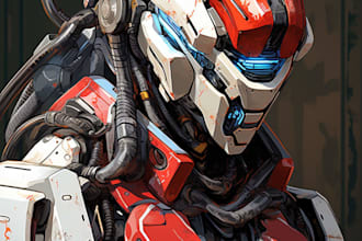 amazing character mecha robot illustration