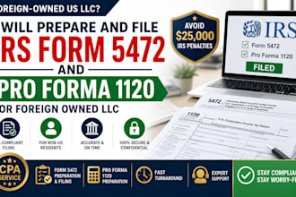 prepare and file irs form 5472 and pro forma 1120 for llc