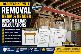 design load bearing beam header design, load calculation retaining wall removal