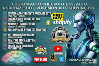 build a professional auto purchase bot auto checkout bot pokémon bot, amazon bot