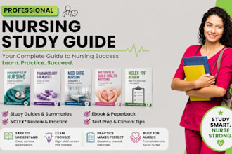 design nursing study guides, medical journal presentation and student textbooks