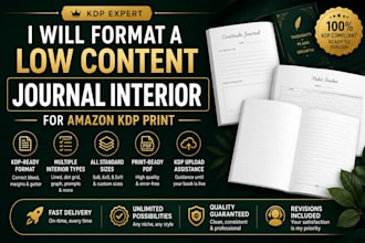 format a low content journal interior for amazon KDP print