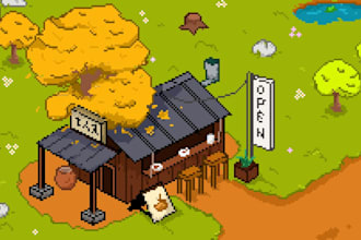 create 2d isometric pixel art tileset pixel environment 2d top down game assets