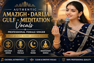 sing amazigh meditation song, gulf song, darija song, moroccan audulasian music