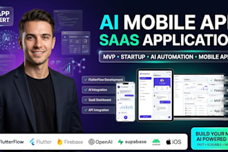 develop custom flutterflow app, ai mobile app and responsive saas application