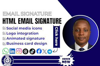 design redesign clickable HTML email signature footer for gmail, outlook and mac