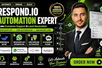 buld respond io whatsapp API n8n integration workflow automation CRM chatbot