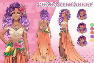 draw anime character sheet and reference sheet for your oc or vtuber