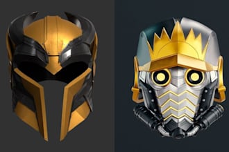 design a custom 3d mask and wearable cosplay helmet stl for 3d printing