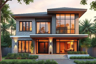3d render architectural exterior design, commercial , house