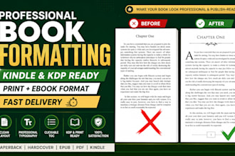 do book formatting, ebook formatting, kindle and KDP book layout design