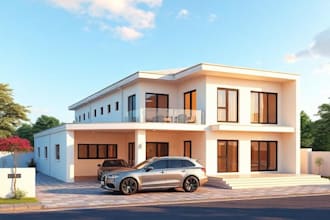 design exterior render 3d architecture rendering of house, warehouse, commercial