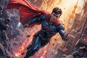 create epic superhero comic art illustration