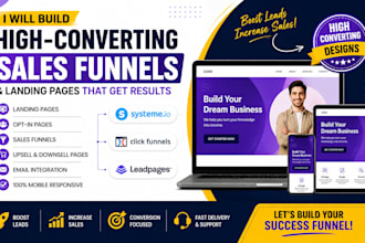 build systeme io optin page, landing page, sales funnel in clickfunnels leadpage