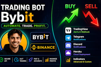 create custom python trading bot for binance, bybit, tradingview automation