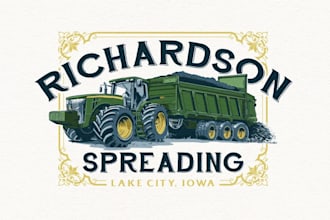 design retro vintage tractor logo and illustration