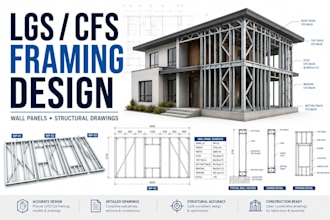 design lgs cfs framing, wall panels and structural drawings