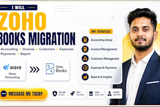 zoho books wave migration accounting invoices customers expenses payments report