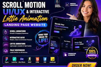 scroll motion ui ux page interactive lottie animation landing page website