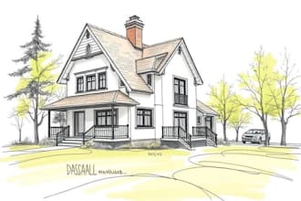 sketch houses and buildings