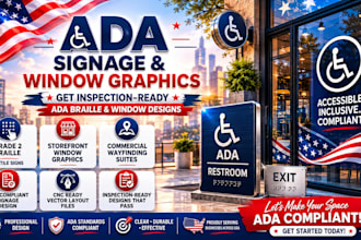 design ada compliant signage, braille signs, and wayfinding window graphics