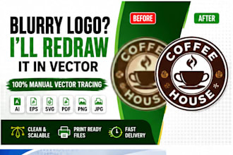 manually vector trace logo image and convert to svg eps ai