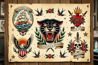 make a traditional or neo traditional old school tattoo