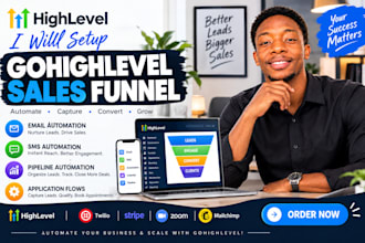 setup gohighlevel sales funnel email SMS,pipeline automation, application flows