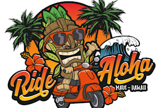 design retro tiki bar character logo and vector illustration