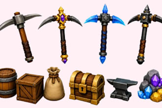 create stylized roblox 3d models, props, and hard surface assets, pickaxe model