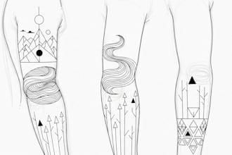 minimalist unique tattoo sketch, sleeve tattoo design