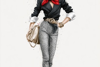 draw a fashion or editorial illustration, sketch, commercial