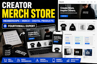 create a creator membership website, merch store and fourthwall shop