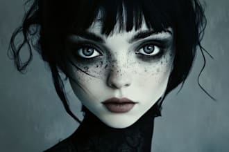 draw the best portrait in halloween or tim burton style