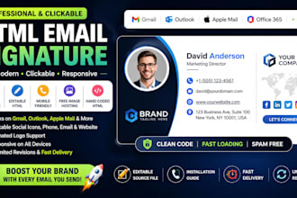design clickable HTML email signature for gmail outlook and apple mail